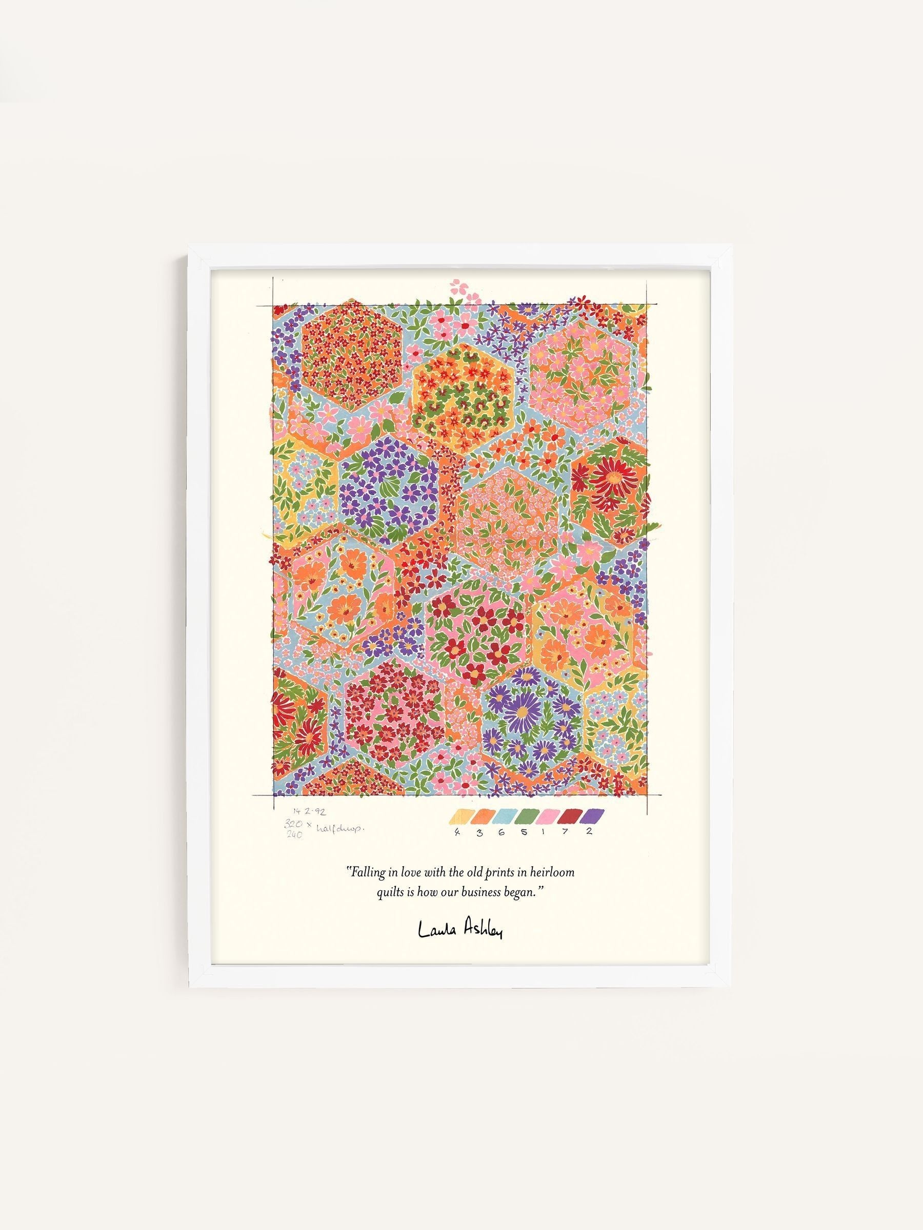 Laura Ashley Multi Fulford Patchwork large wall art frame, UK version