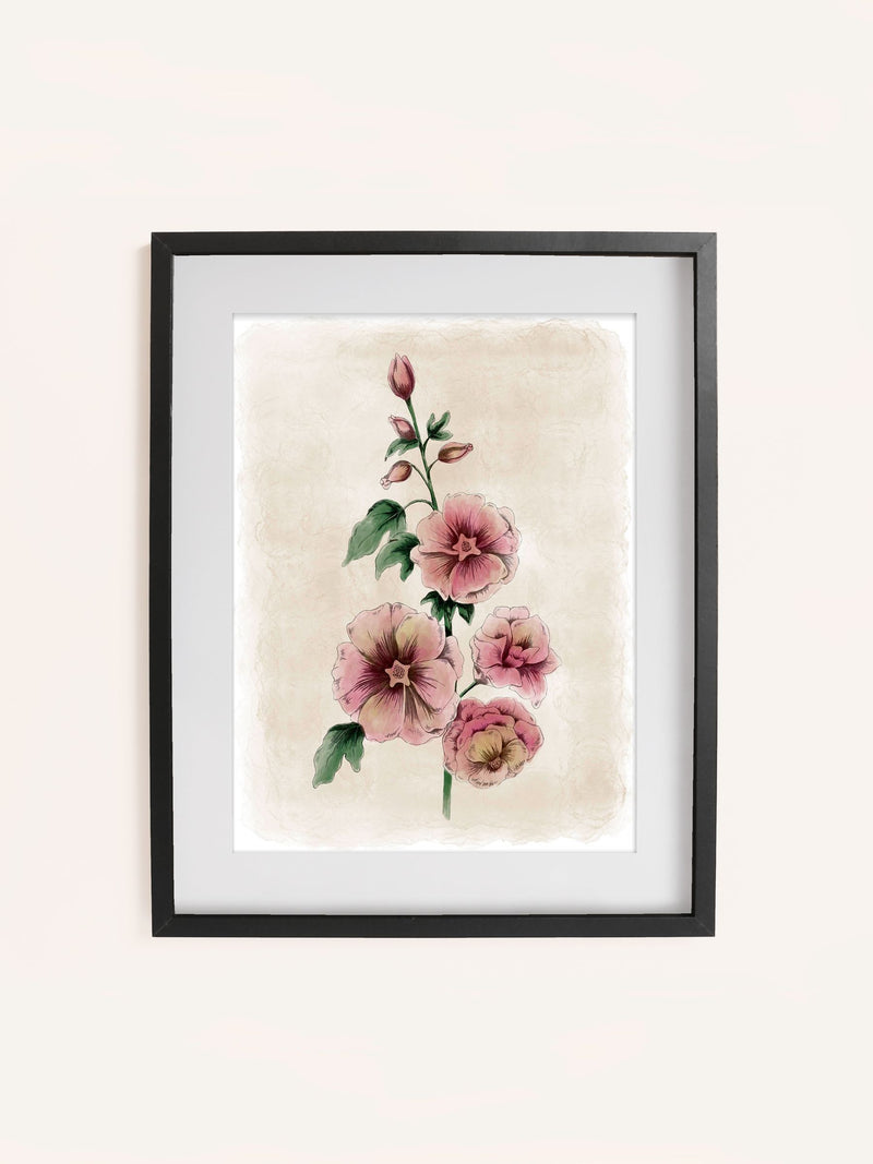 Laura Ashley red hollyhocks small wall art frame - British product