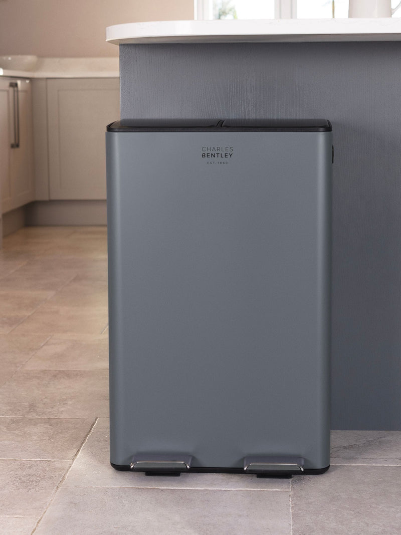 Charles Bentley kitchen bin grey double compartment 30L, UK version