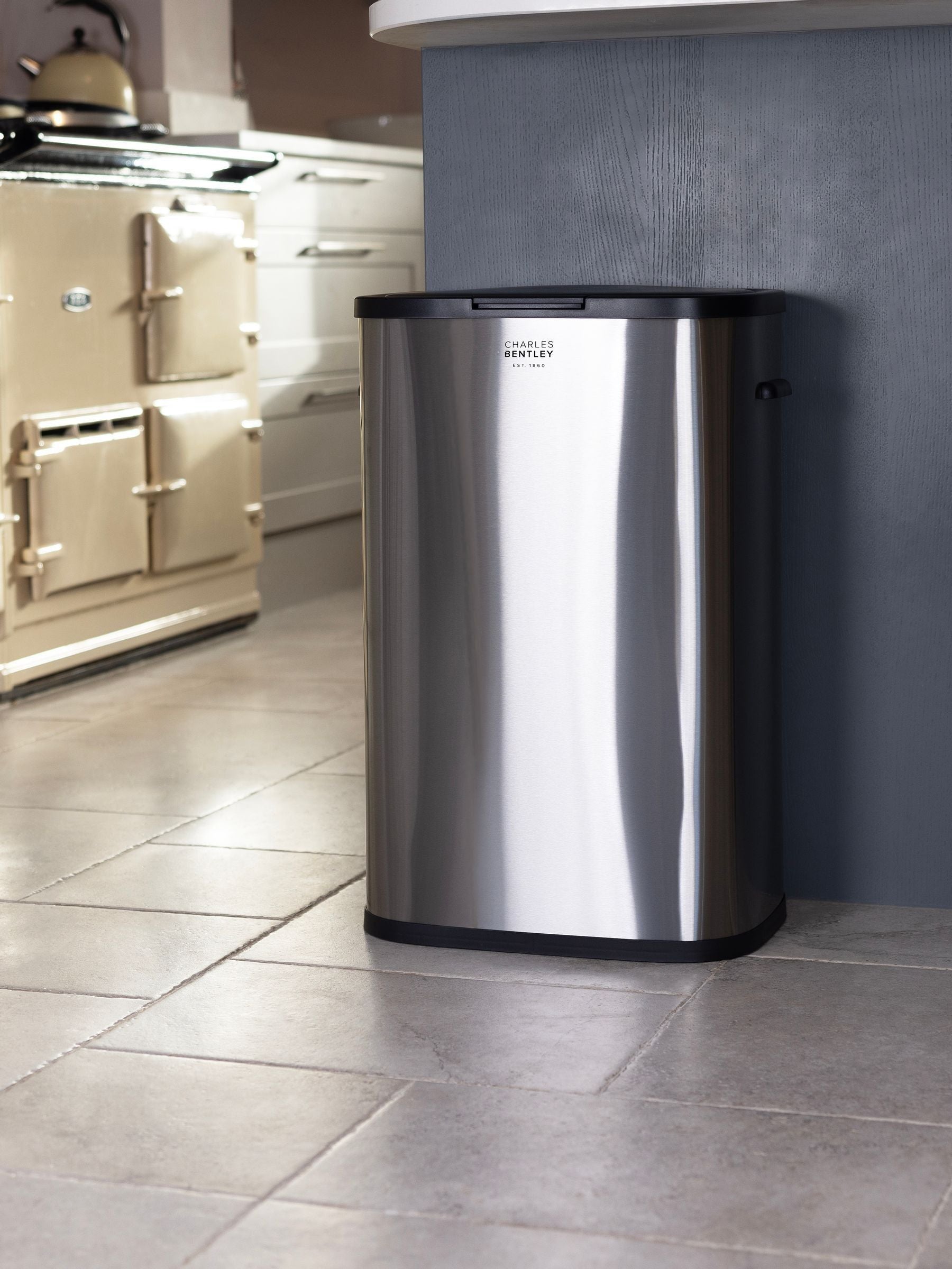Charles Bentley 55 litre touch kitchen bin, UK version