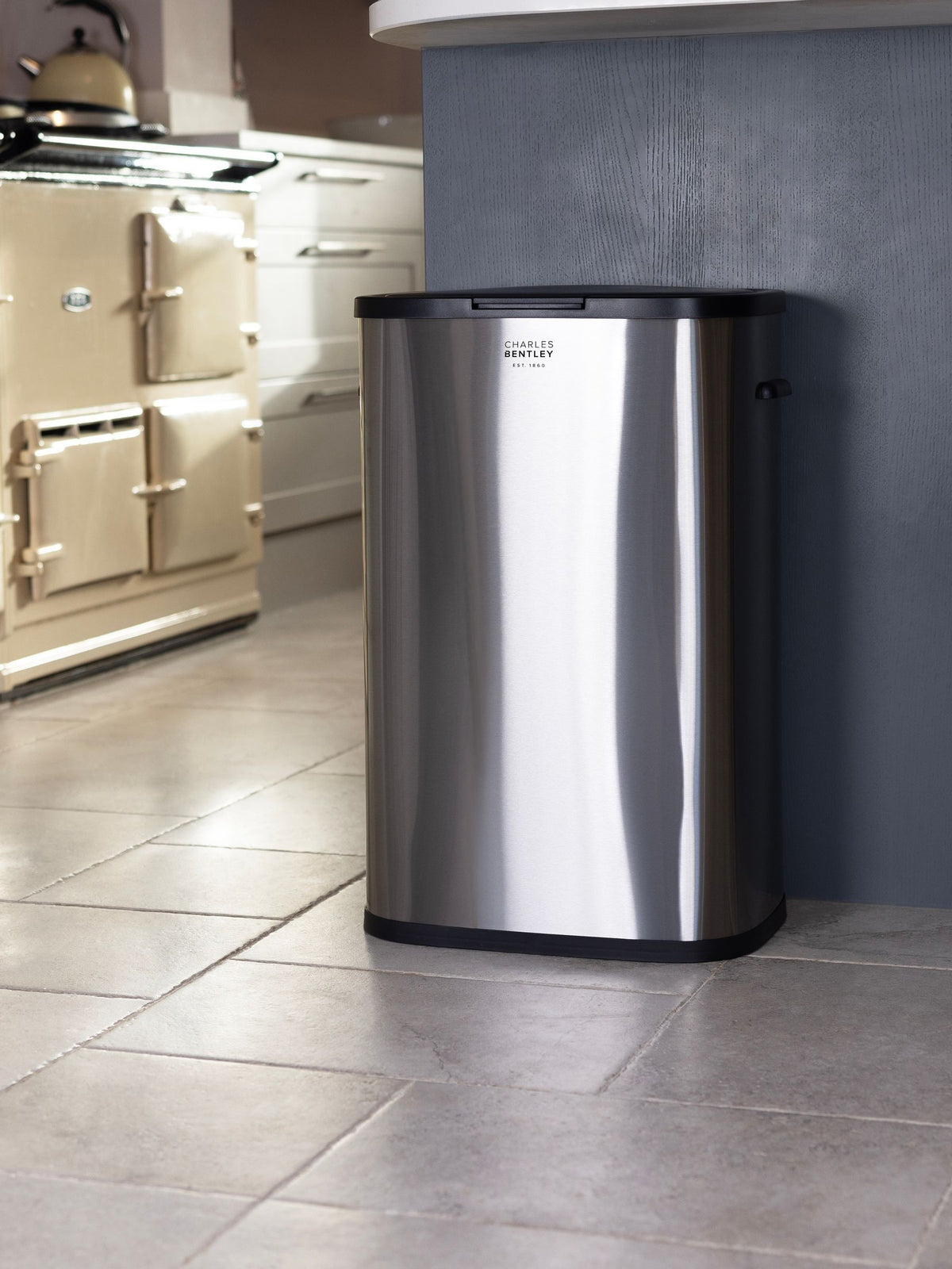 Charles Bentley 55 litre touch kitchen bin, UK version