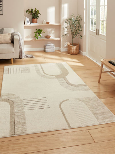 Next Think Rugs Beige Elio 2310 Modern Abstract Rug- Buy online at McGrocer