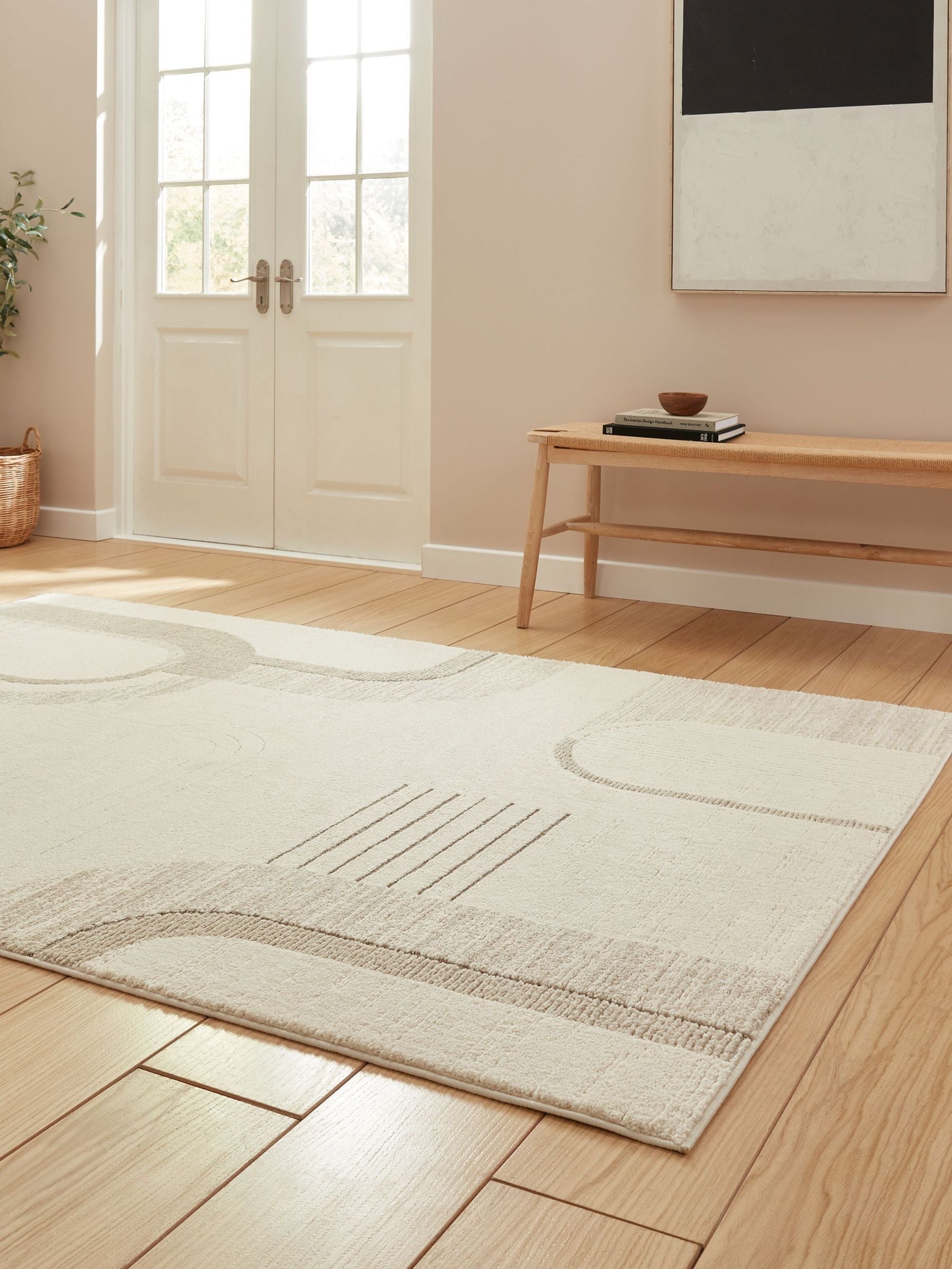 Think Rugs Elio beige modern abstract rug, UK version