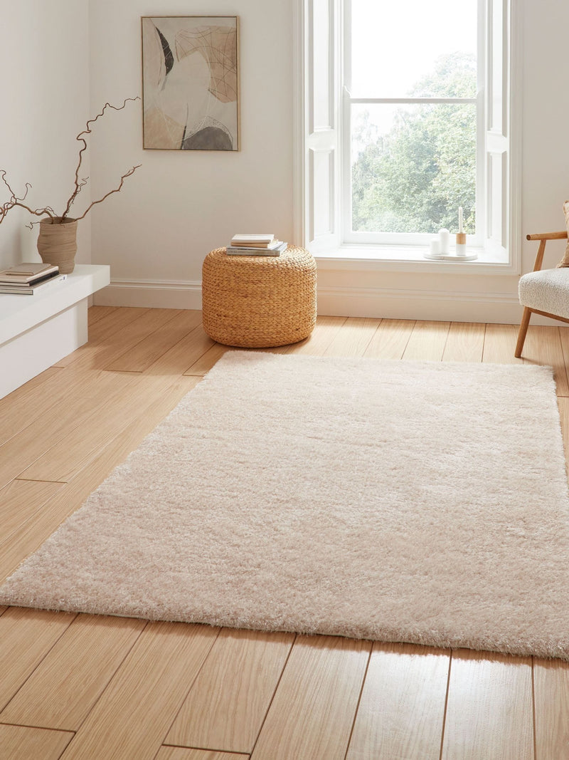 Think Rugs Cream Lux Shaggy Plain Shaggy Rug