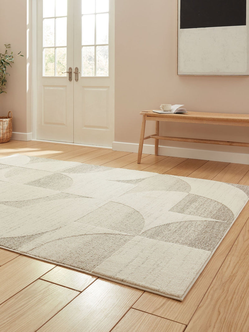 Think Rugs Elio beige modern abstract rug, UK version