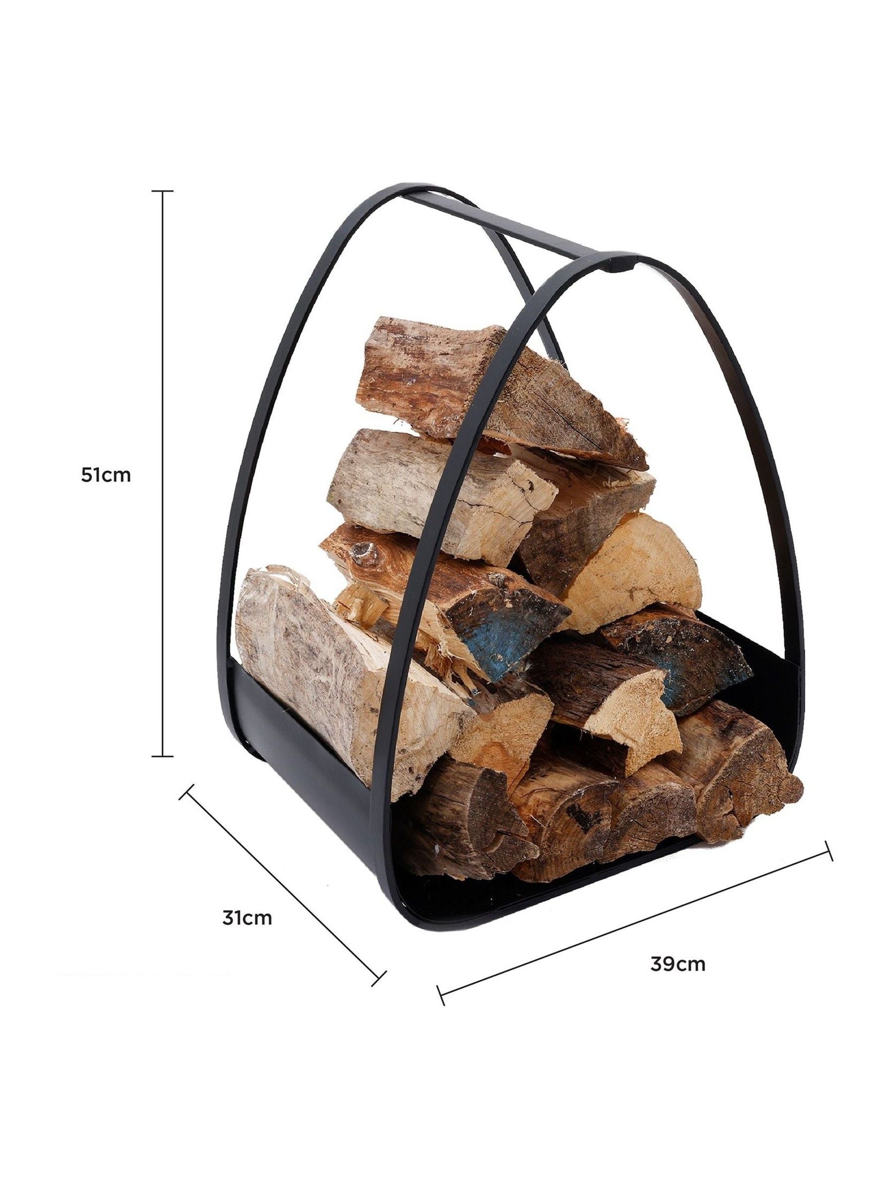 Snug black larch log holder, imported from the UK