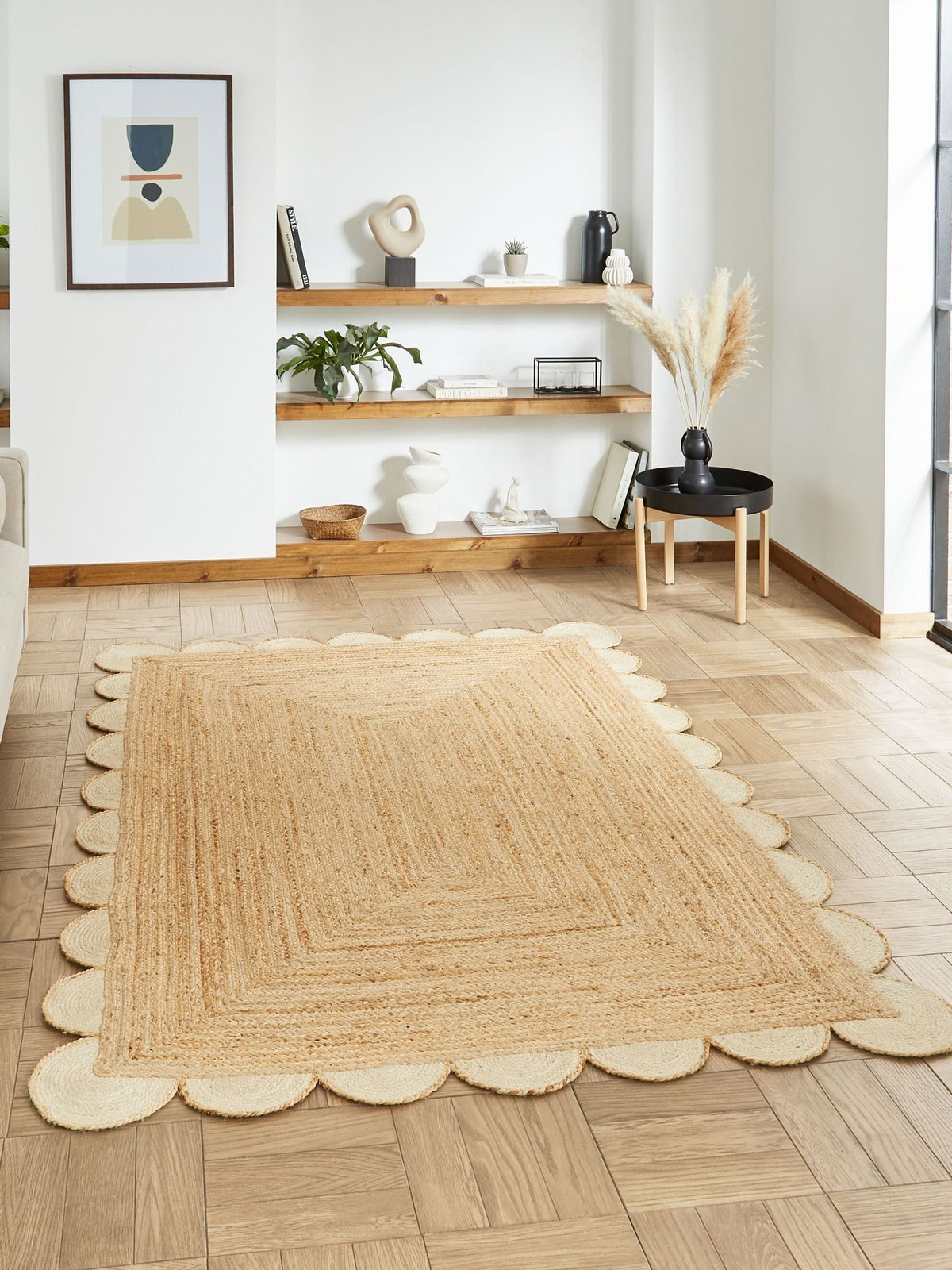 Think Rugs jute rug Natural Savannah Scallop, imported from the UK