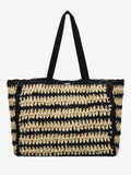 Roxy black stripe crochet beach tote bag, UK version