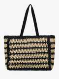 Roxy black stripe crochet beach tote bag, UK version