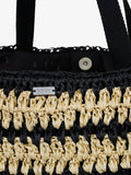Roxy black stripe crochet beach tote bag, UK version