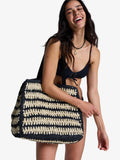 Roxy black stripe crochet beach tote bag, UK version