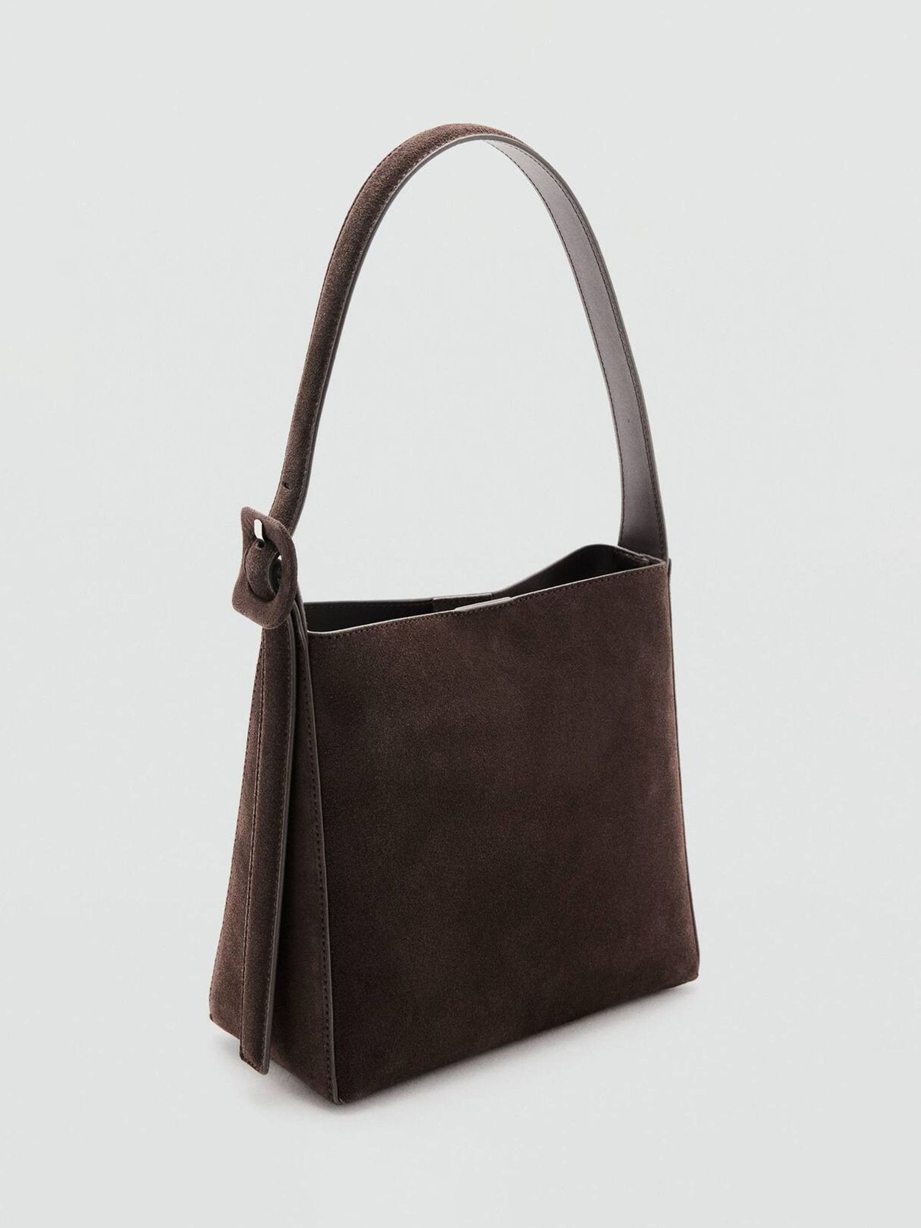 Mango brown suede shoulder bag medium (British brand)