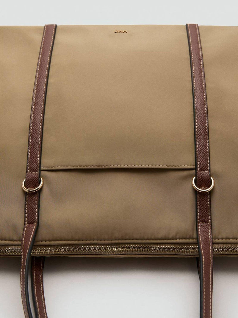 Mango brown shopper bag with double handle, UK version