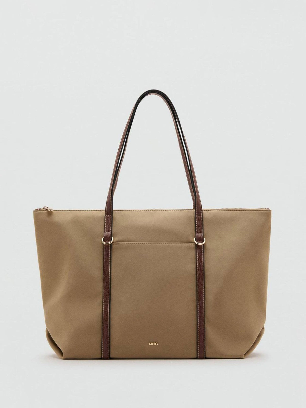 Mango brown shopper bag with double handle, UK version