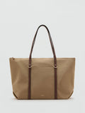 Mango brown shopper bag with double handle, UK version