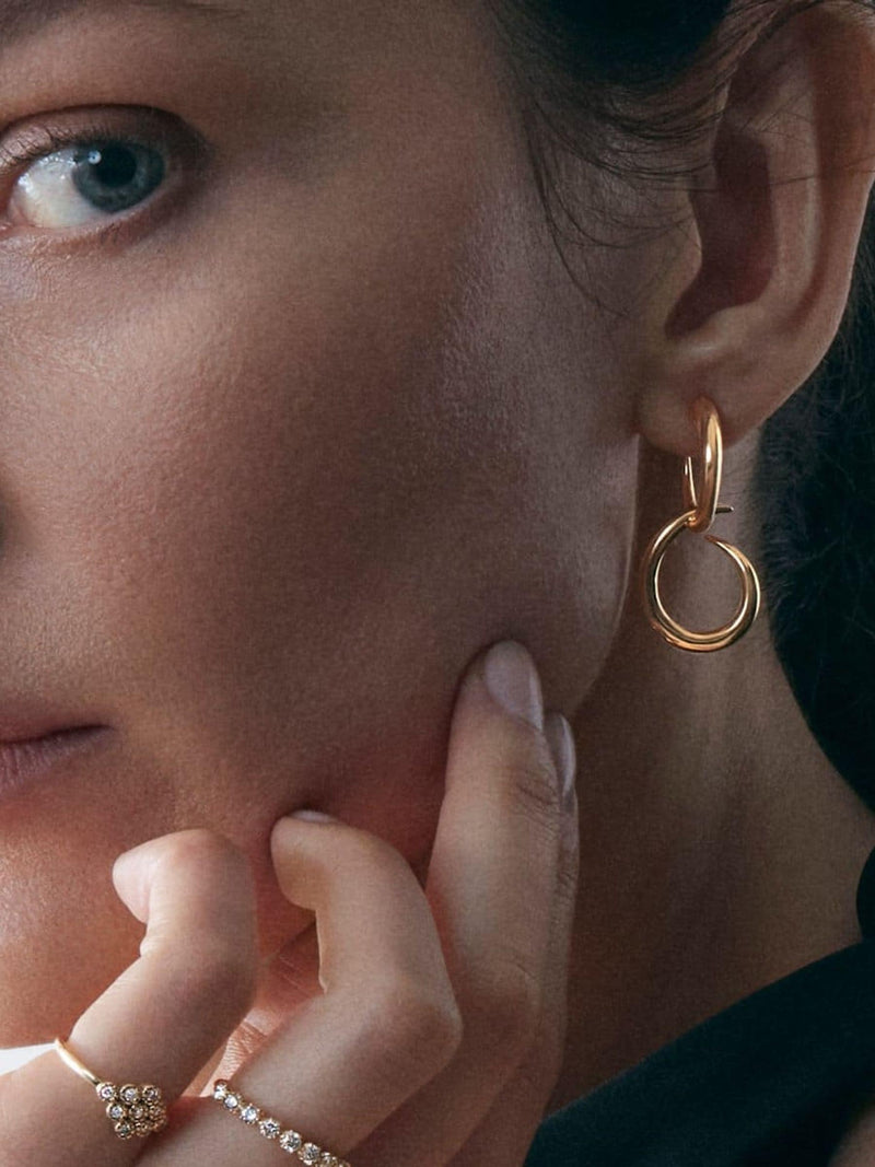 Dinny Hall gold tone Toro drop hoop earrings - British product