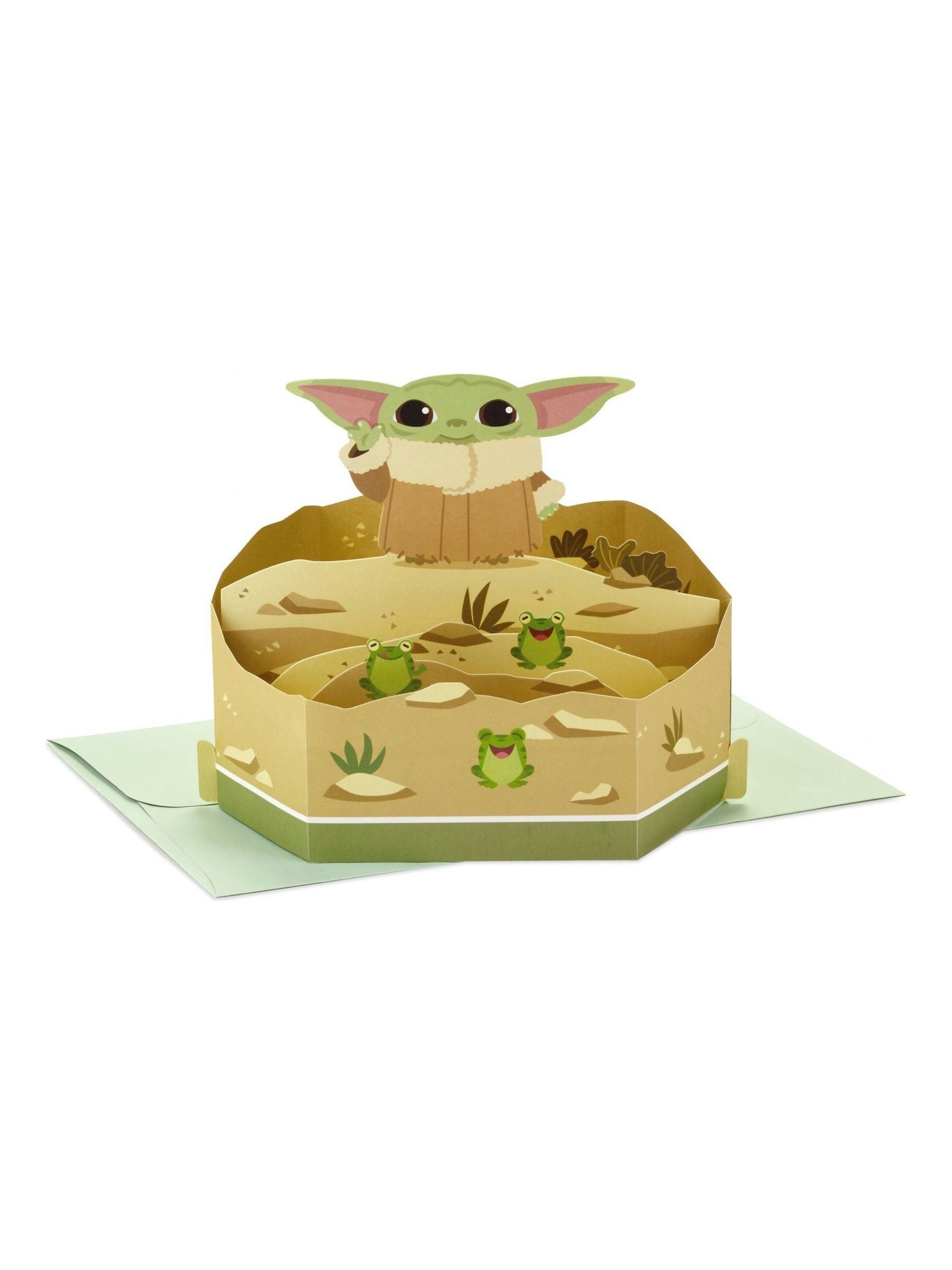 Hallmark Grogu 3D pop-up card with diorama scene, imported from the UK