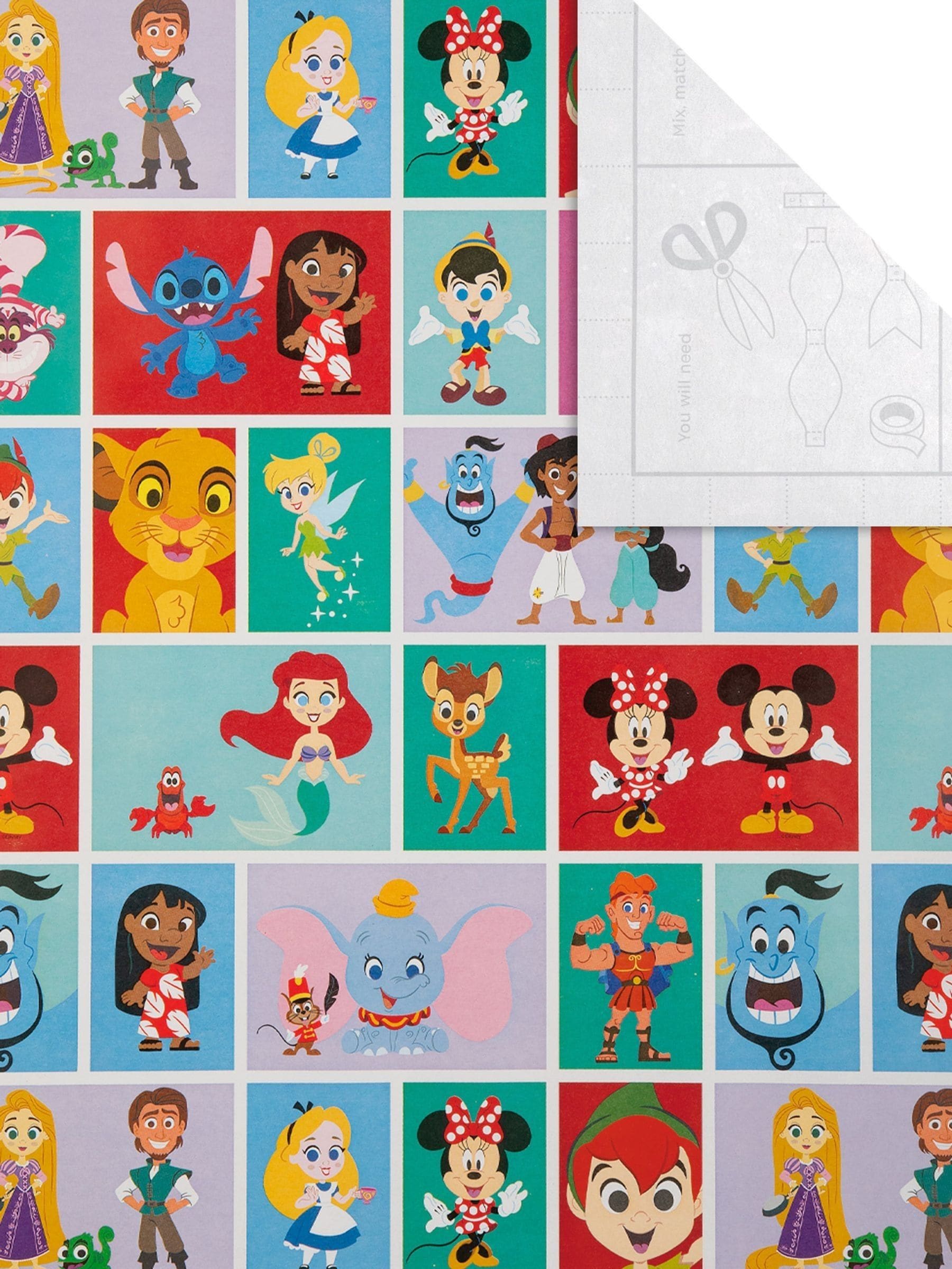 Hallmark Disney characters wrapping paper 3 rolls, UK version