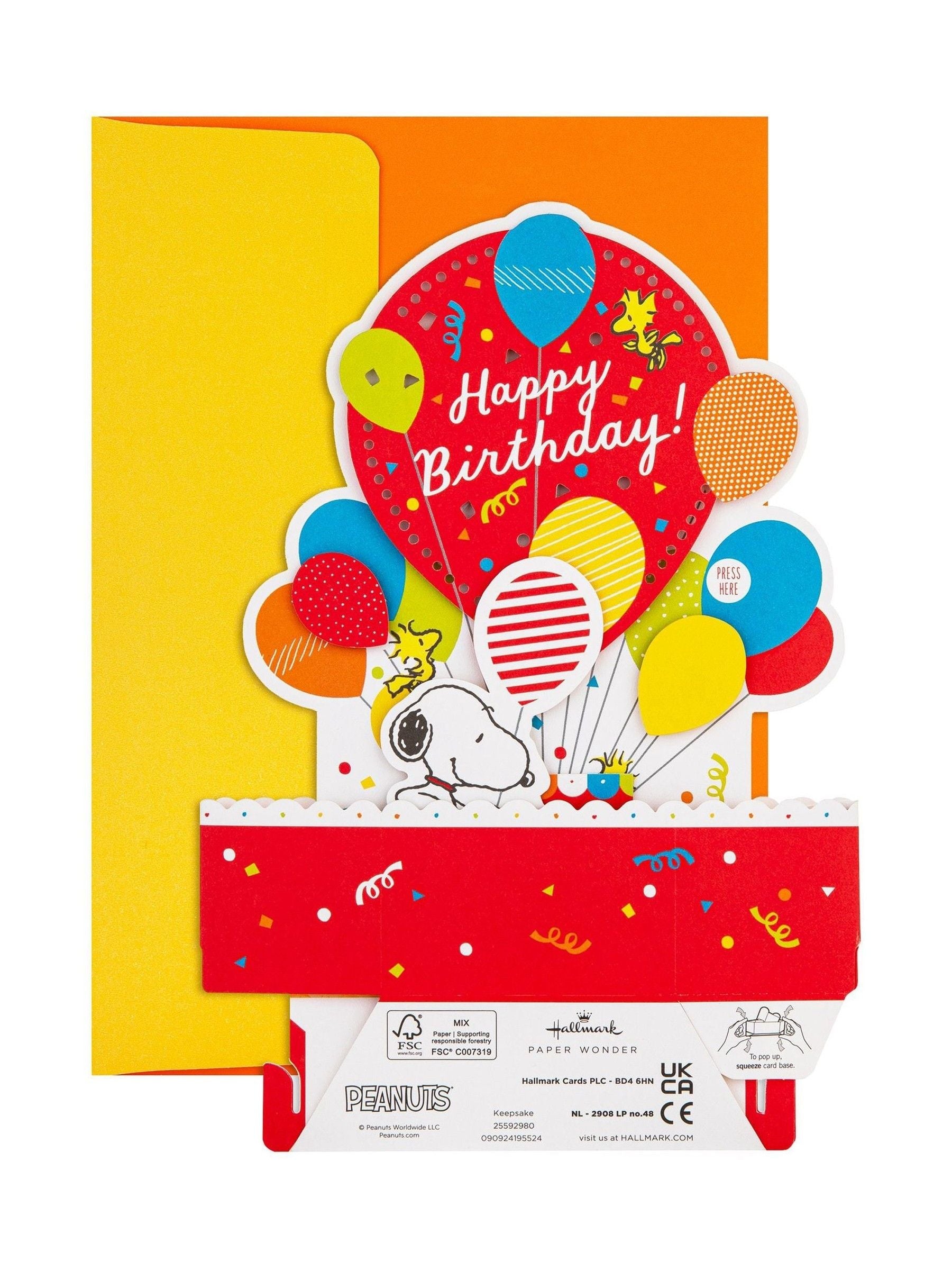 Hallmark Snoopy pop-up musical birthday card (British brand)