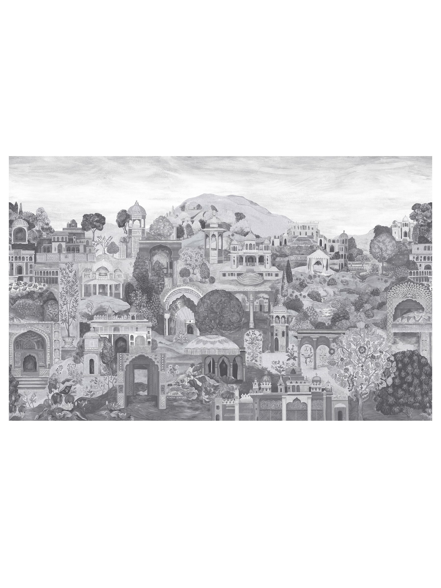 Graham & Brown Monochrome The Lost City A4 wallpaper sample, imported from the UK
