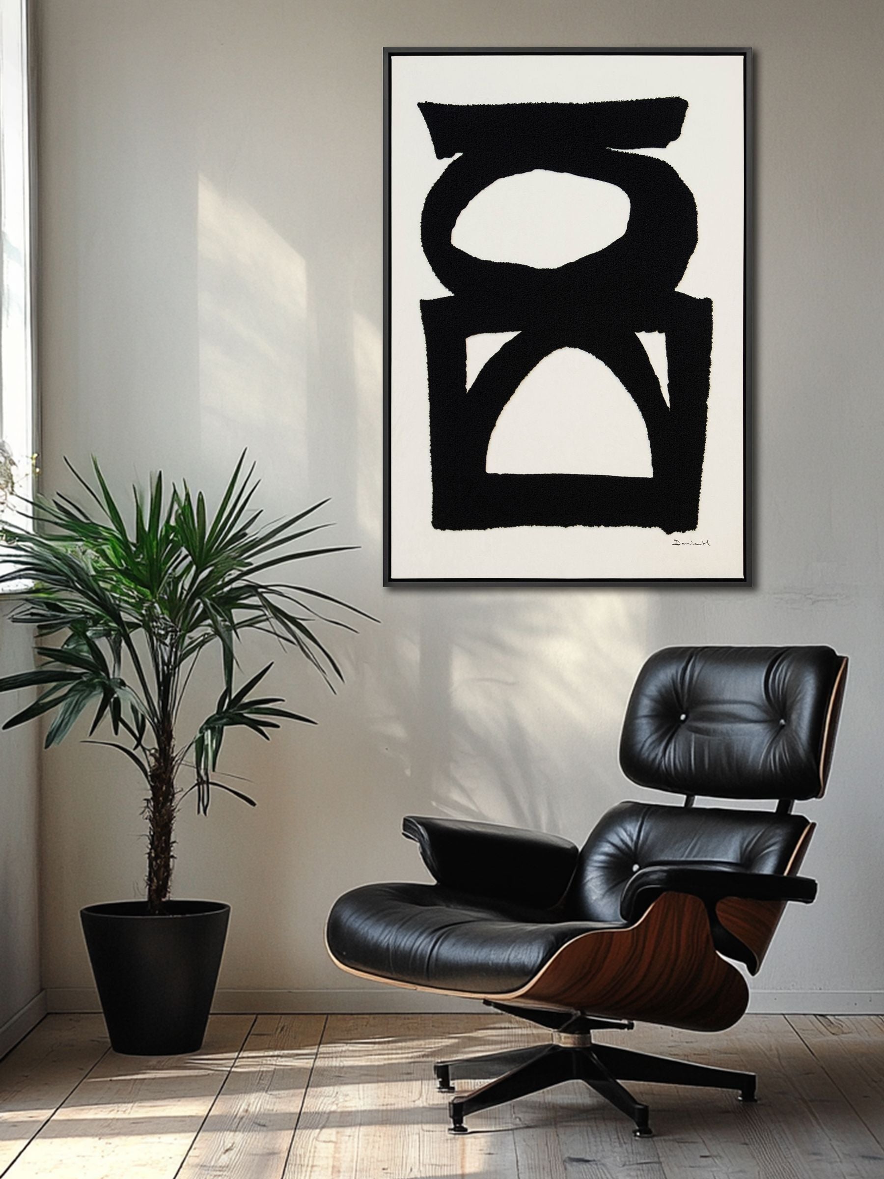 The Art Group Cream Abstract 2 framed canvas 65x95cm (British brand)