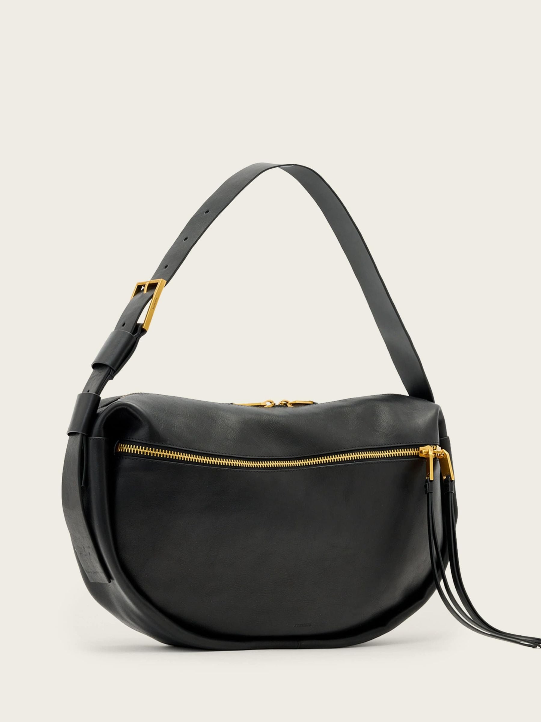 AllSaints Black Noemie shoulder bag, imported from the UK