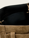 AllSaints brown suede Ursa satchel bag, imported from the UK