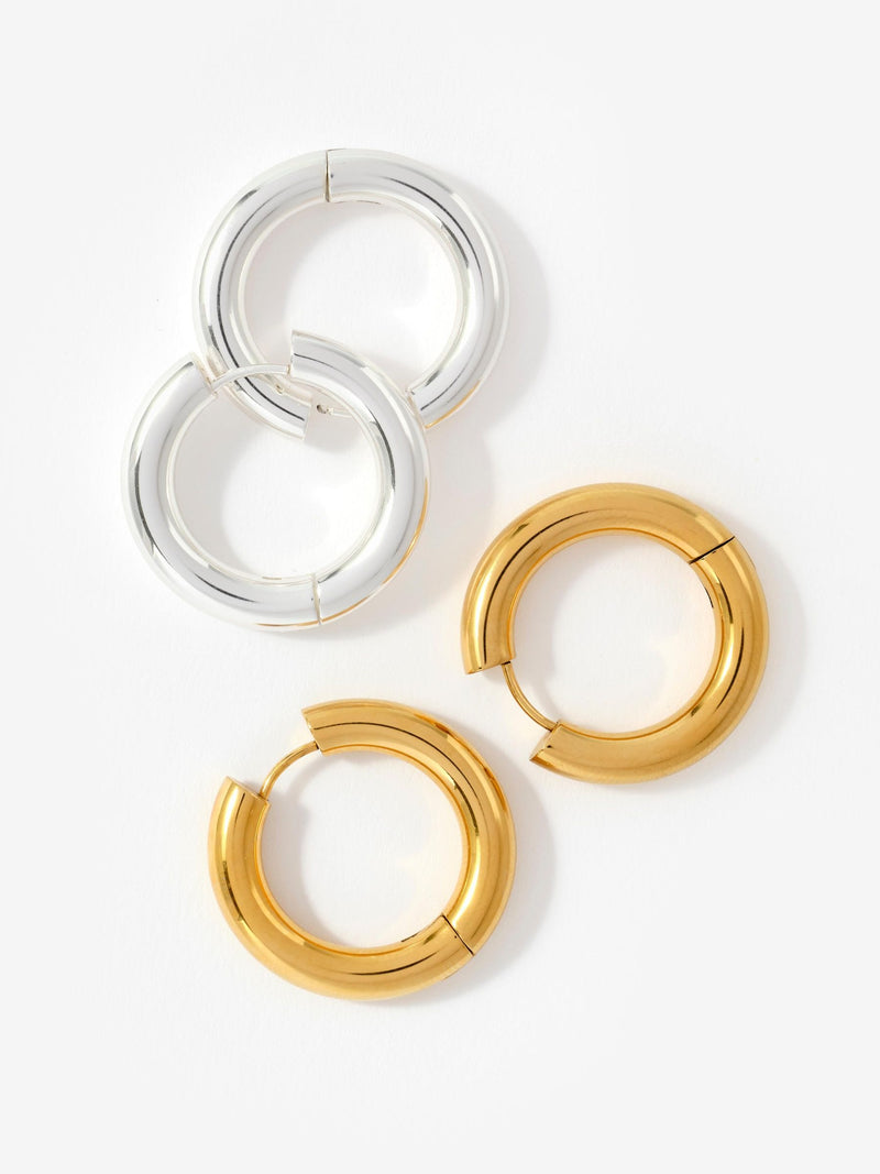 Mint Velvet gold hoop earrings in stainless steel, UK version
