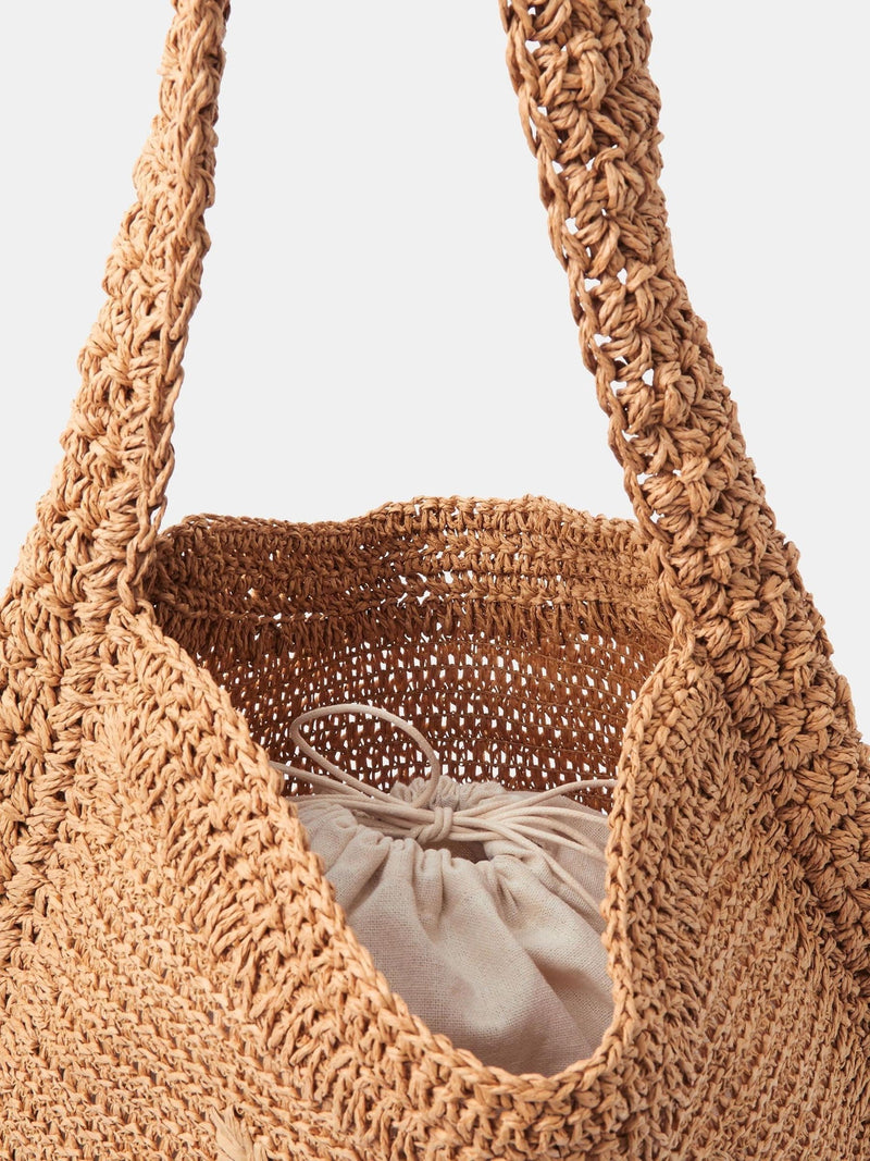 Accessorize natural slouchy raffia flower bag (British brand)