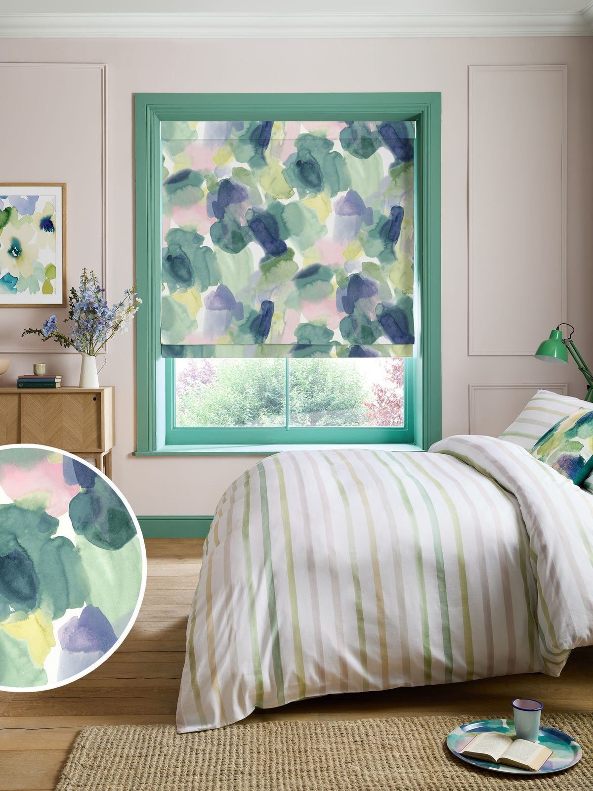 Bluebellgray Lochaber made to measure roman blinds green - British product