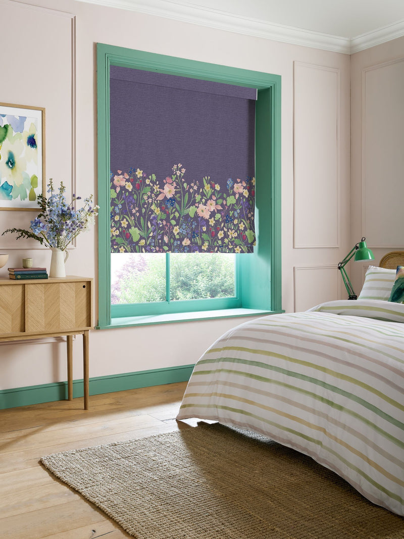 Bluebellgray Midnight Berneray floral print roman blind (British brand)