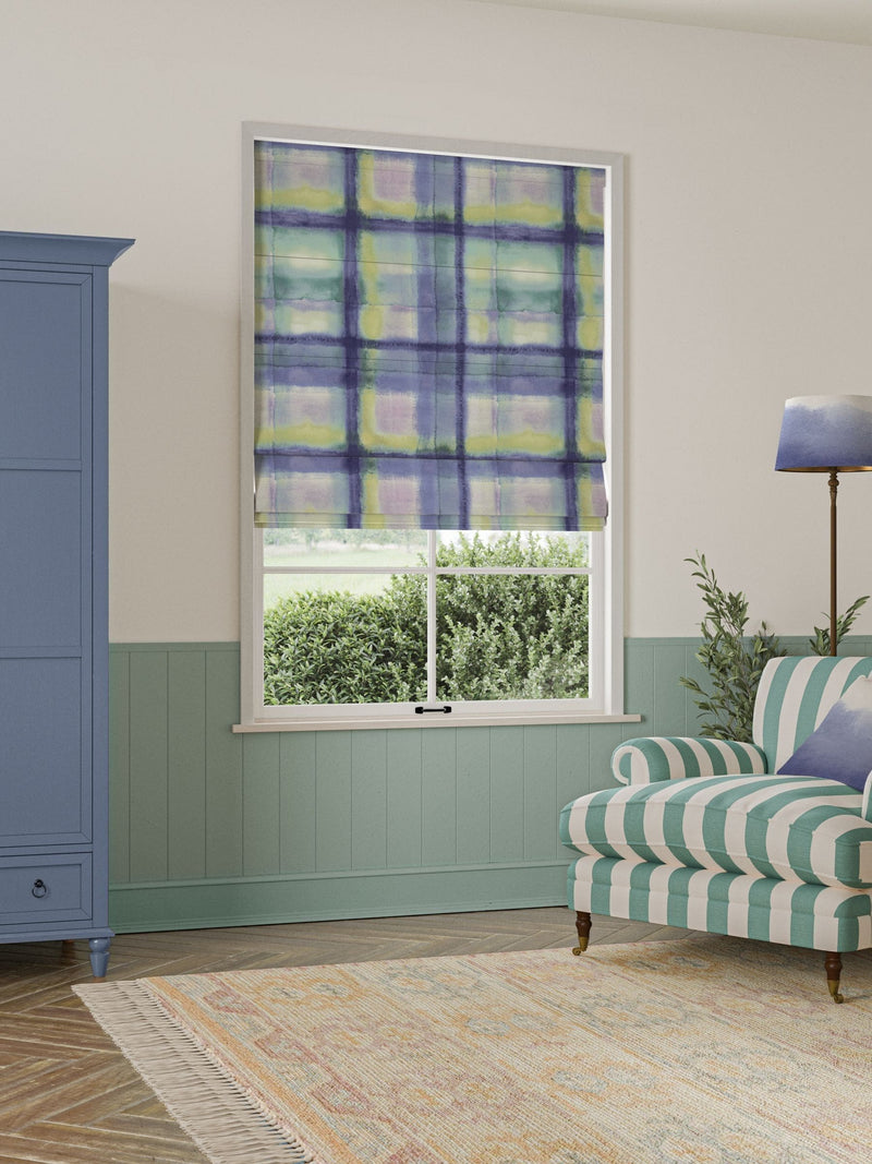 Bluebellgray Heather Tartan roman blinds purple, imported from the UK