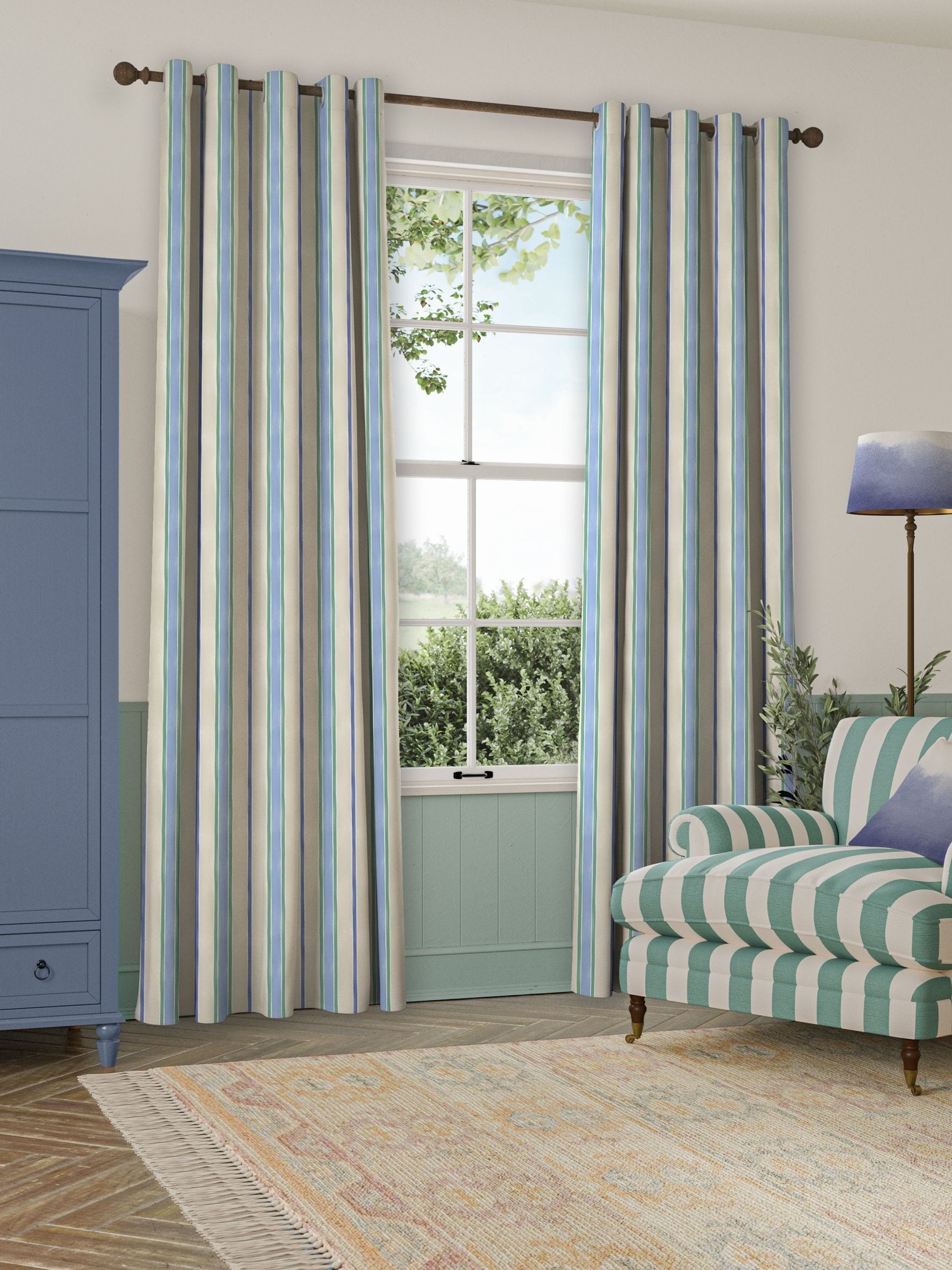 Bluebellgray cotton seaside stripe curtains, UK version