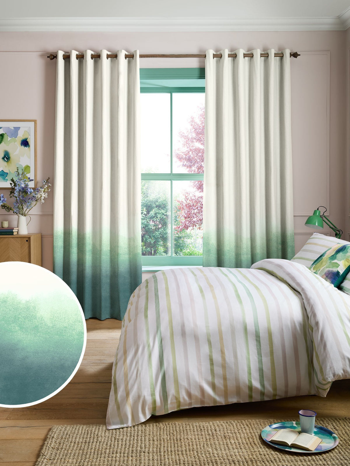 Bluebellgray Ombre curtains in teal - British product