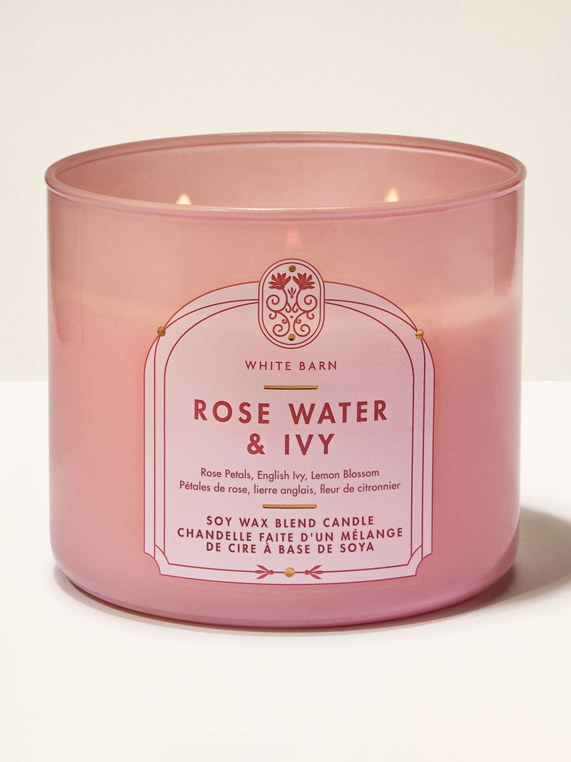Bath & Body Works Rose Water & Ivy 3 Wick Candle 411g