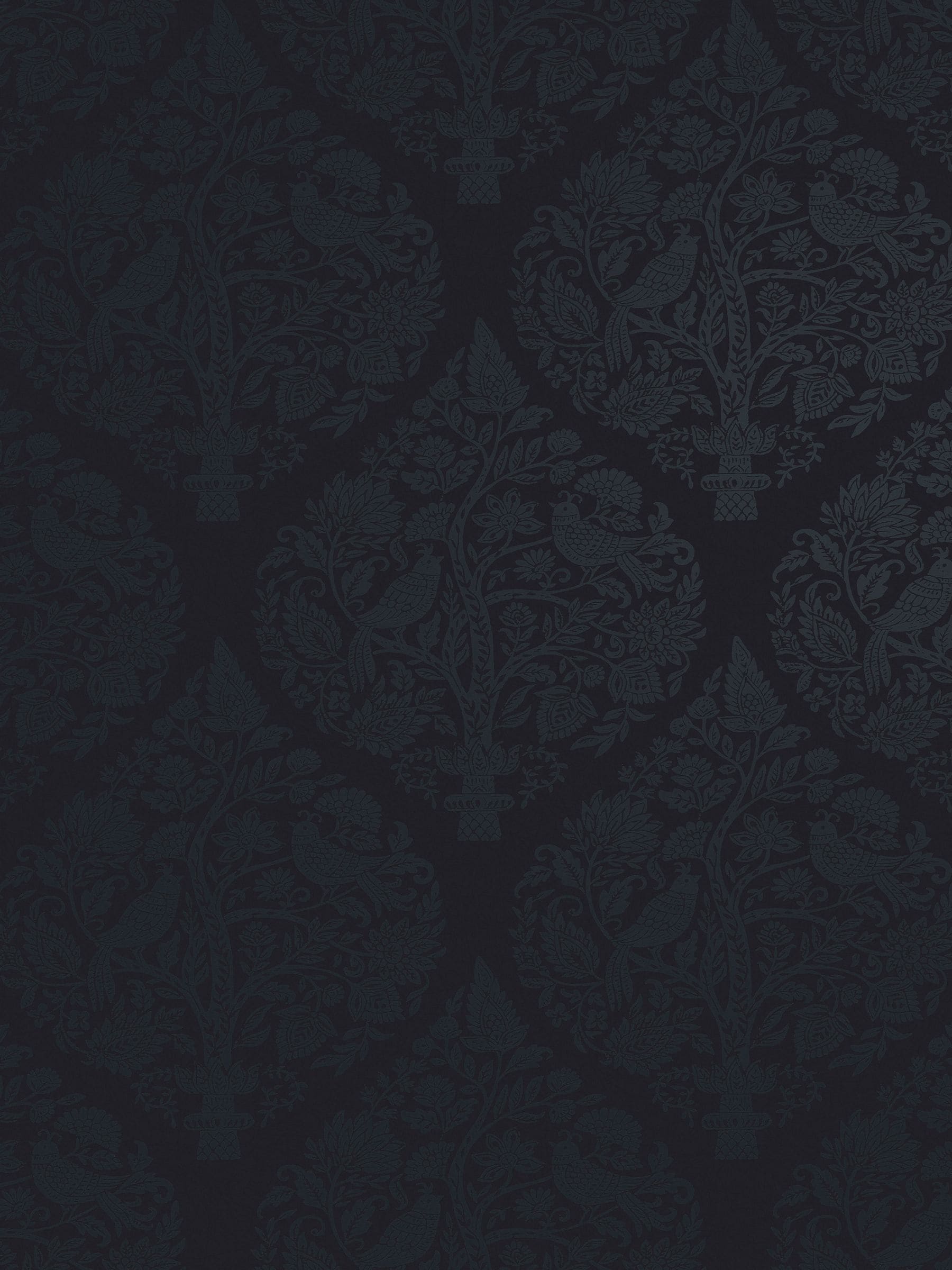 Graham & Brown Woodland Fable navy damask wallpaper 10m x 52cm, imported from the UK