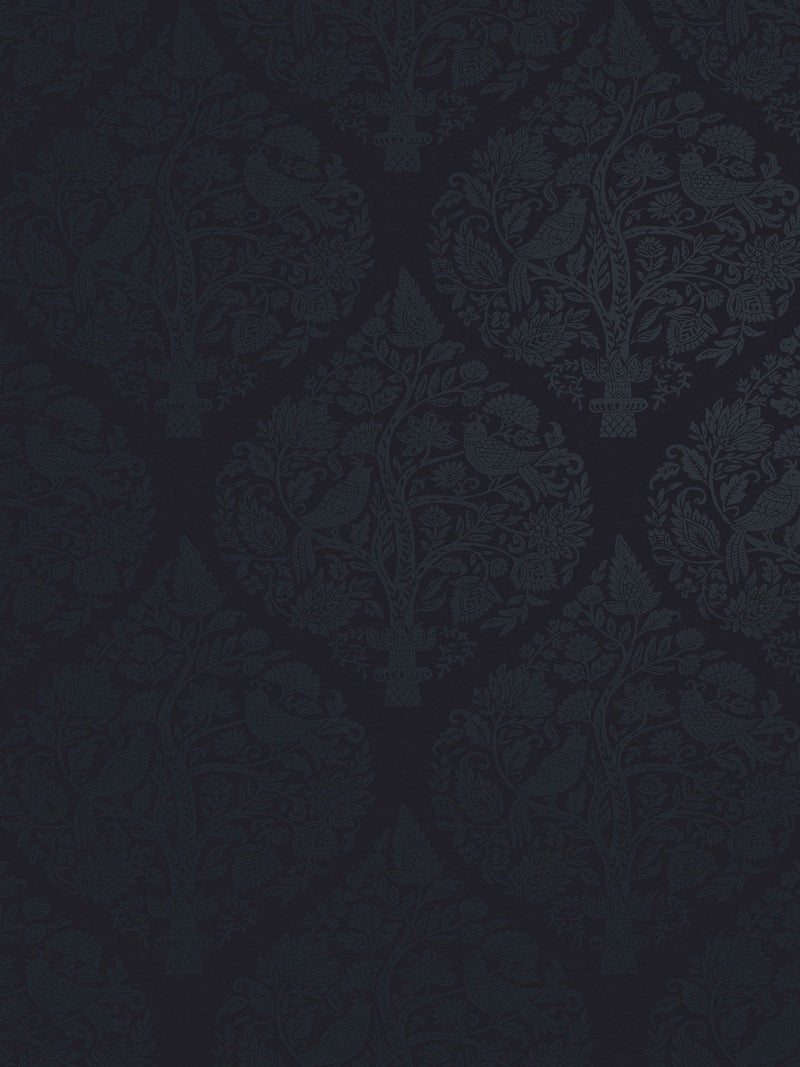 Graham & Brown Woodland Fable navy damask wallpaper 10m x 52cm, imported from the UK