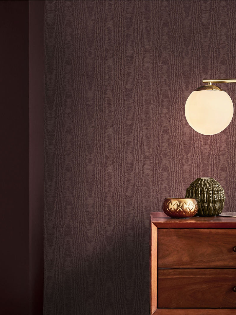 Graham & Brown Lavender Moire Wallpaper 10m x 52cm