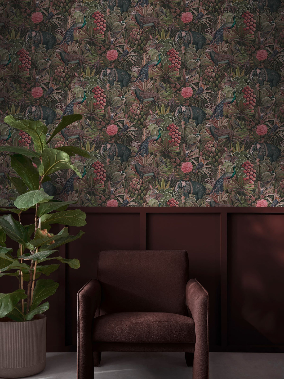 Graham & Brown Green Jungle Jamboree Wallpaper 10m