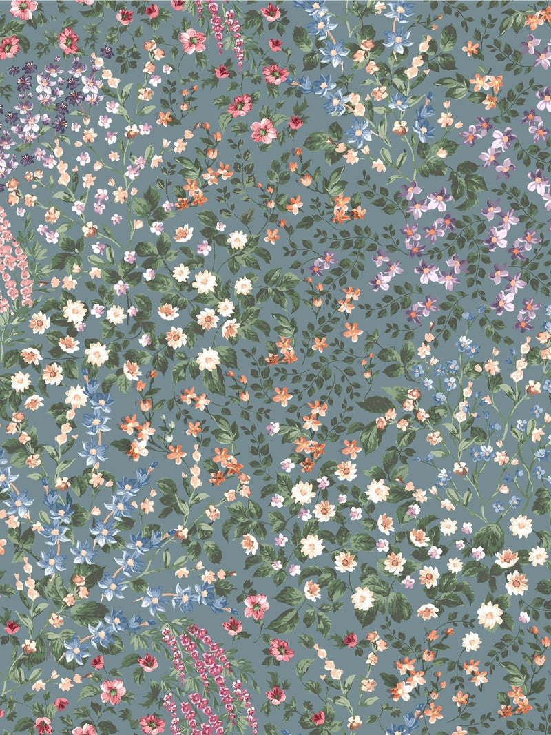 Graham & Brown Teal Painterly Flora 10M Wallpaper