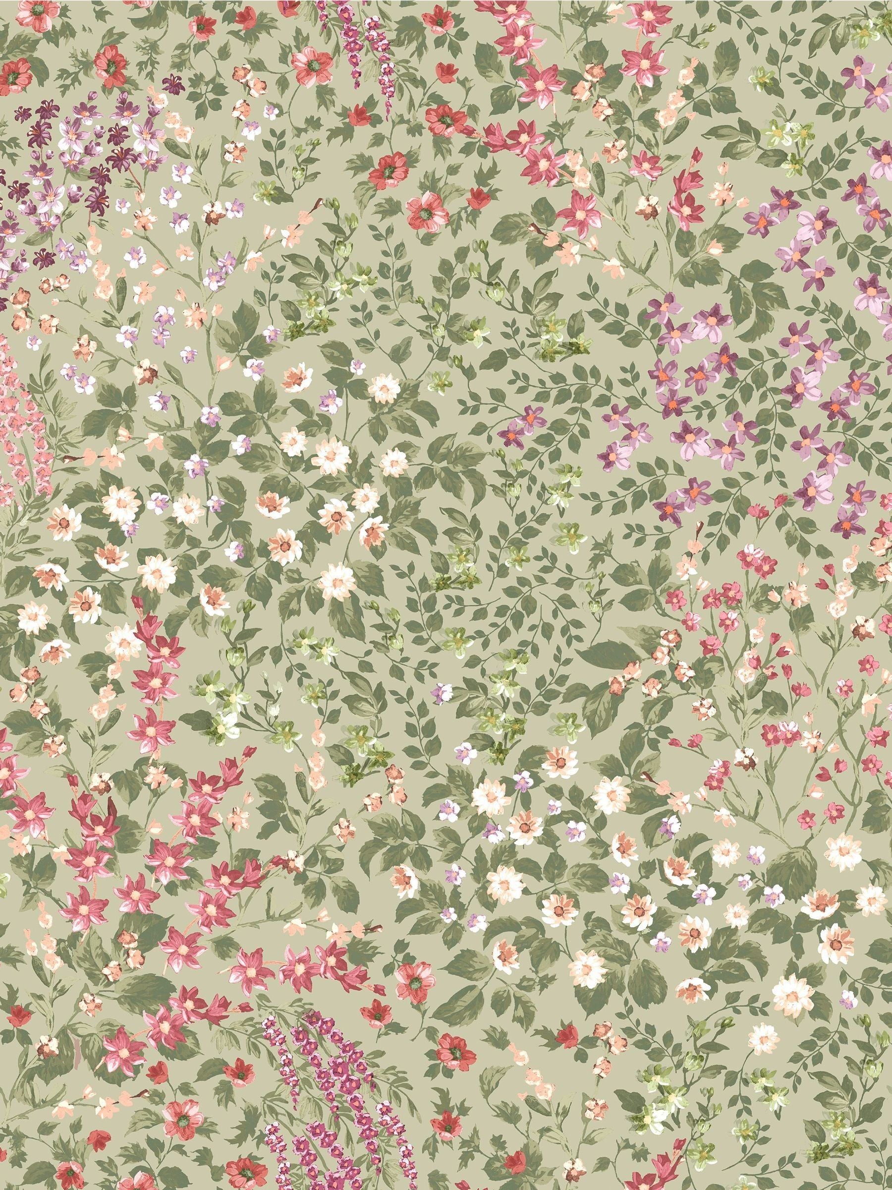 Graham & Brown Sage Painterly Flora 10M Wallpaper
