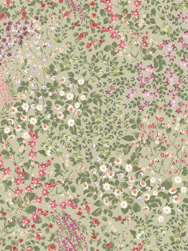 Graham & Brown Sage Painterly Flora 10M Wallpaper