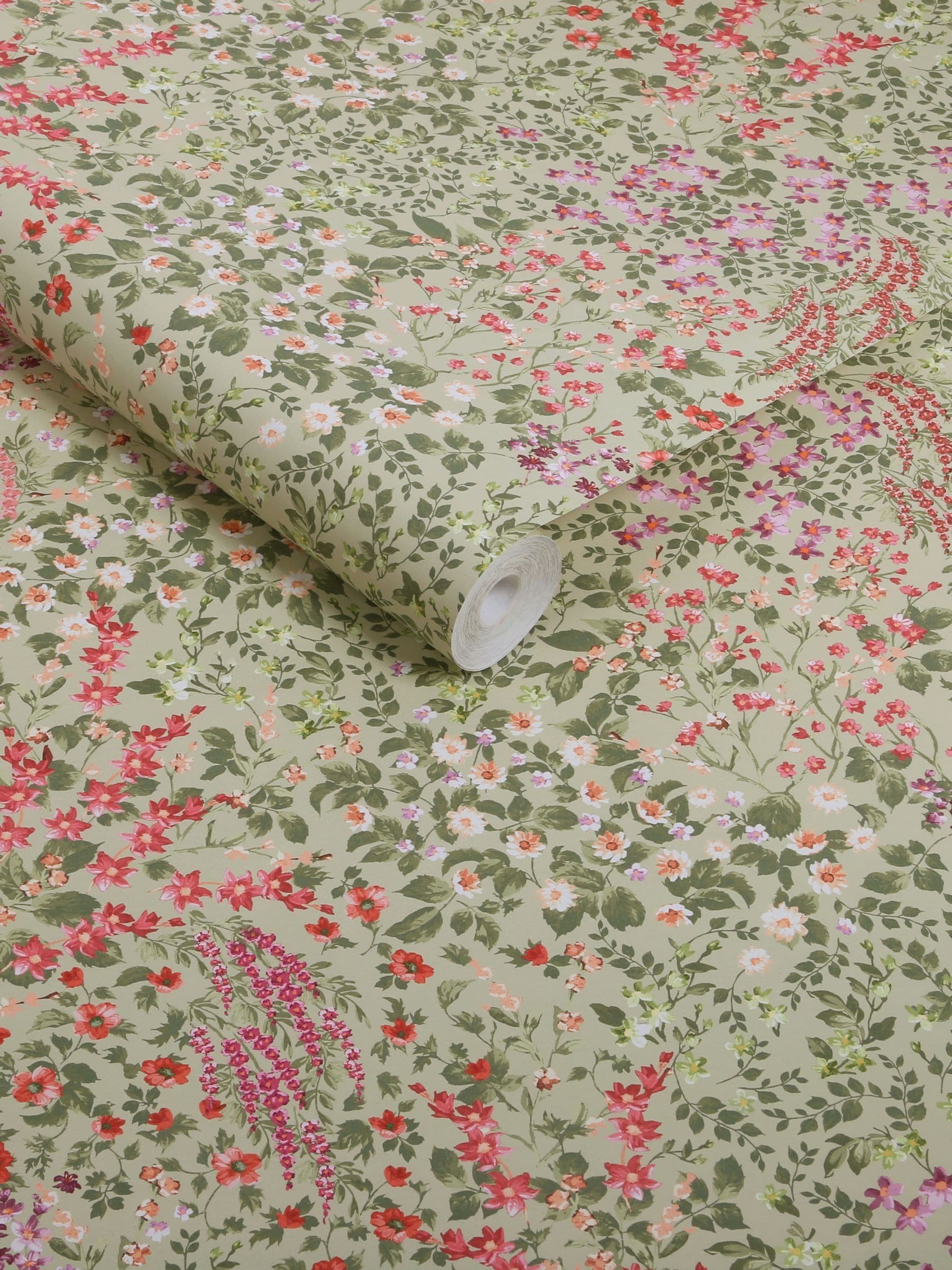 Graham & Brown Sage Painterly Flora 10M Wallpaper