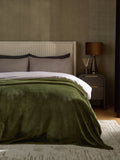 Olive Green Plush Fleece Throw
