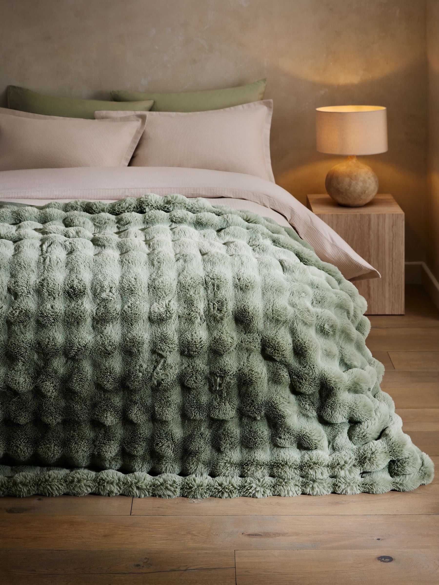 Sage Green Aspen Faux Fur Throw