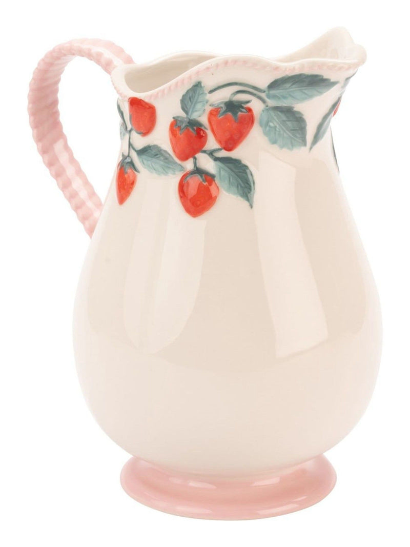 Cath Kidston ceramic pitcher jug vase with pink raspberry design - British product