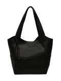 Pure Luxuries London black Fizz leather tote bag, imported from the UK
