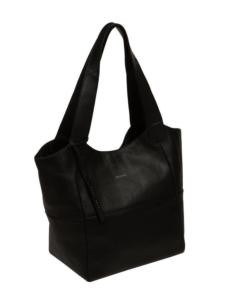 Pure Luxuries London black Fizz leather tote bag, imported from the UK