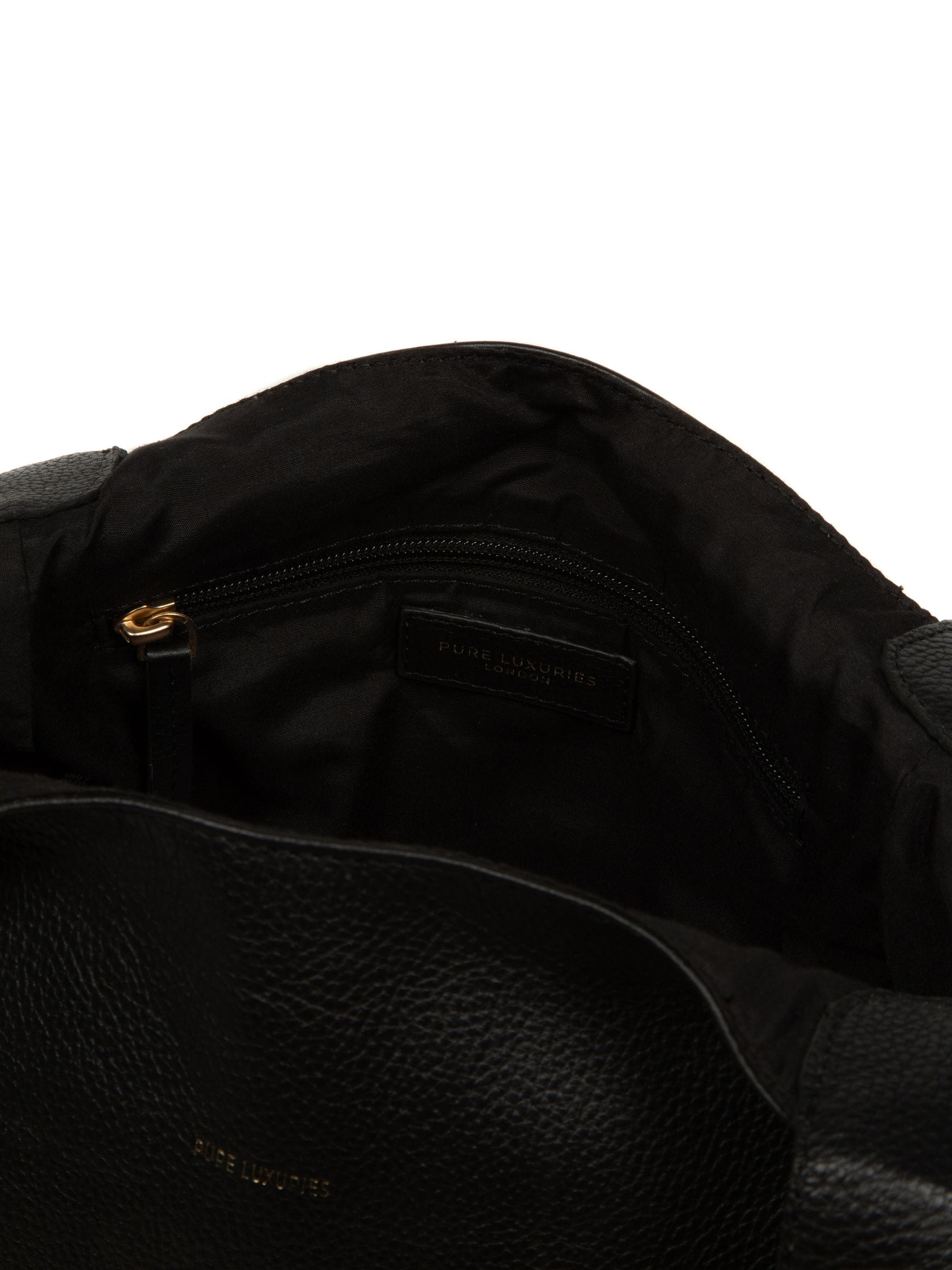 Pure Luxuries London black Fizz leather tote bag, imported from the UK