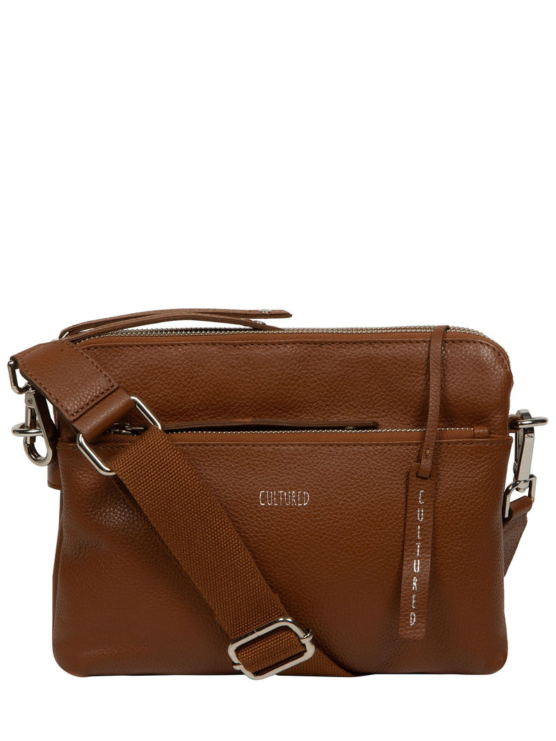 Cultured London Black Leather Cross-Body Bag